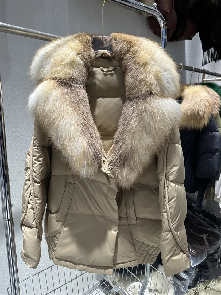 2023 voľná nadmerná nadmerná nadmerná vrstva Fox Fox Cool Coat Winter Winter Women Warm Bund