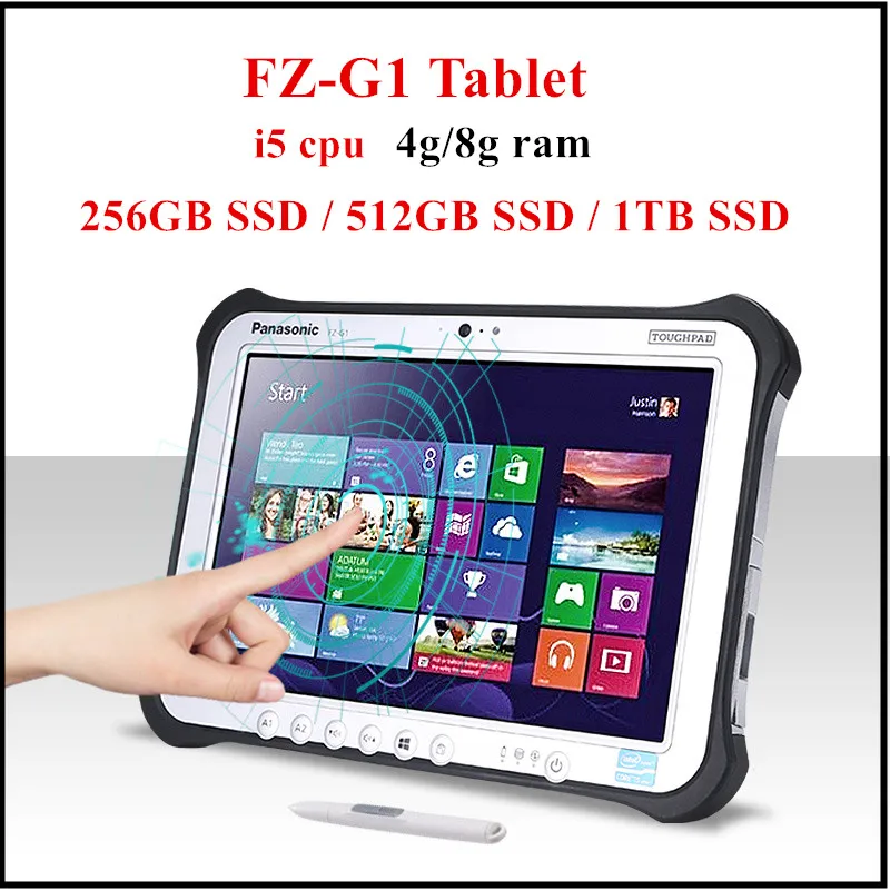 2023 Vysoká kvalita pre tablet Panasonic FZ-G1 použila Diagnostický PC Vojenský RUGGE s I5 CPU 8G RAM s 512 GB SSD s perom