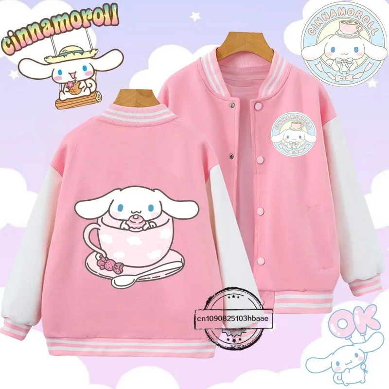 2024 1-14 rokov starý Sanrio Series Cinnamon Dog Boys Girls Kawaii Coat Baseball Uniform Cartoon Print Spring a jesenná bunda