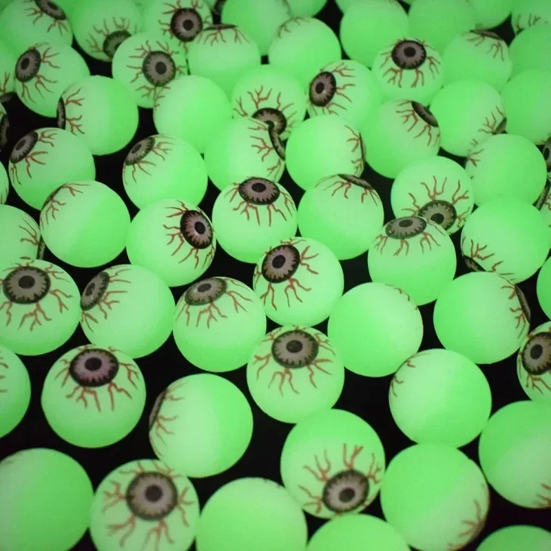 2024 100 pcs Glow In The Dark Bouncing Ball pre deti, hororové hračky, hororové darčeky, falošné očné gule, Halloween predmety, 32 mm