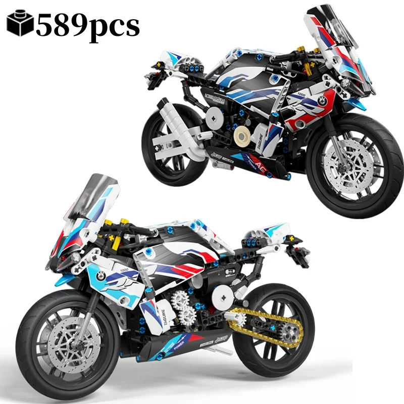 2024 589ks Technický motocykel M1000 RR Racing Car Build Block Model MOC MoC Motorbike Hray Bricks pre darčeky pre priateľa