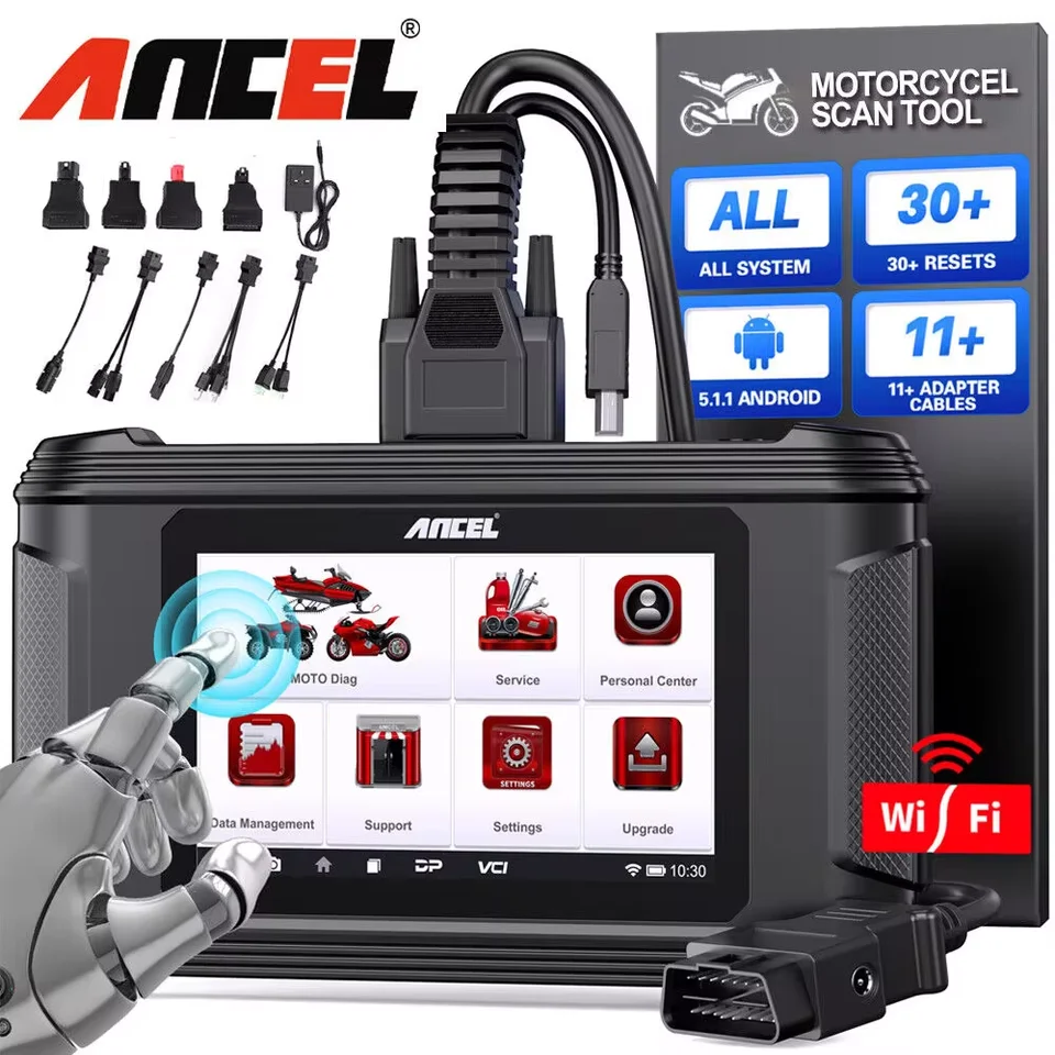 2024 Ancel MT500 Motocykel Všetky systémové diagnostické skenovanie nástroja OBD2 Skener pre BMW Honda Yamaha Triumph Ducati KTM Suzuki