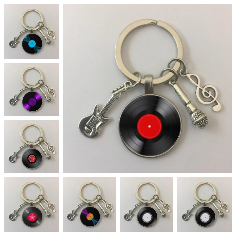 2024 Classic Retro Phonograph Keychain Music and Metal Accessories Black Glue Record Keychain Kreatívny a prispôsobený trend