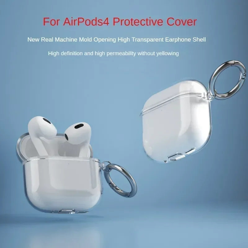 2024 Clear TPU pre AirPods 4 Transparentné protetcive cover pre Apple AirPods 4 4. generácia Funda Protetcive Funda s Hookom