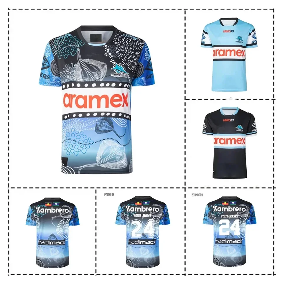 2024 Cronulla Sharks Mens Domorodé ragby Jersey 2024/25 Domov Sharks Home Anzac Heritage SIZE SEZE S-5XL