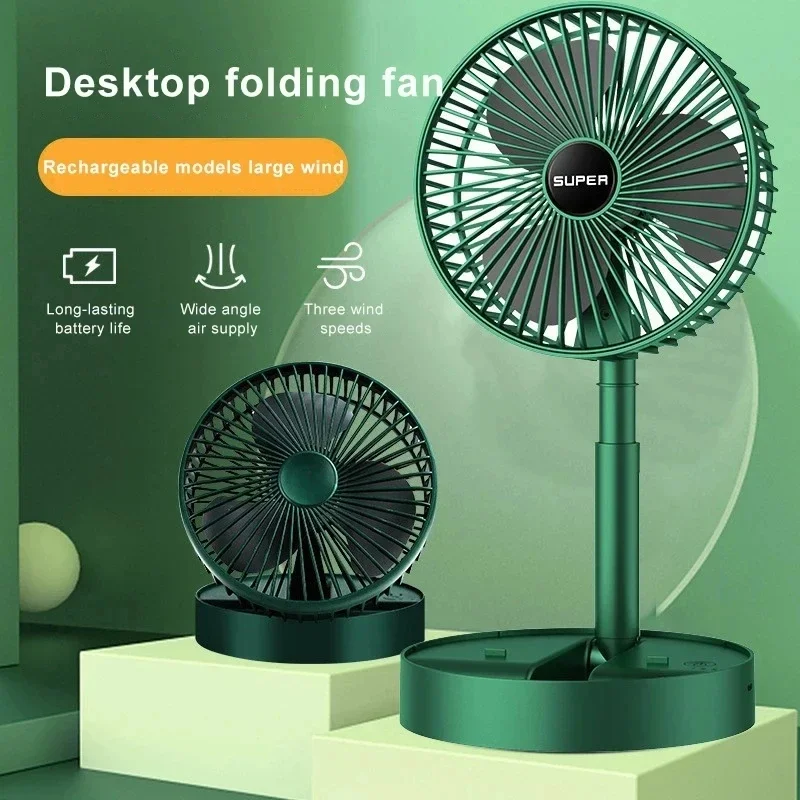 2024 Desktop zložiteľné zatiahnuteľné malé ventilátor Mini prenosné nabíjanie USB domov s nízkym hlukom vysoké trvanie pohotovostného pohotovostného ventilátora