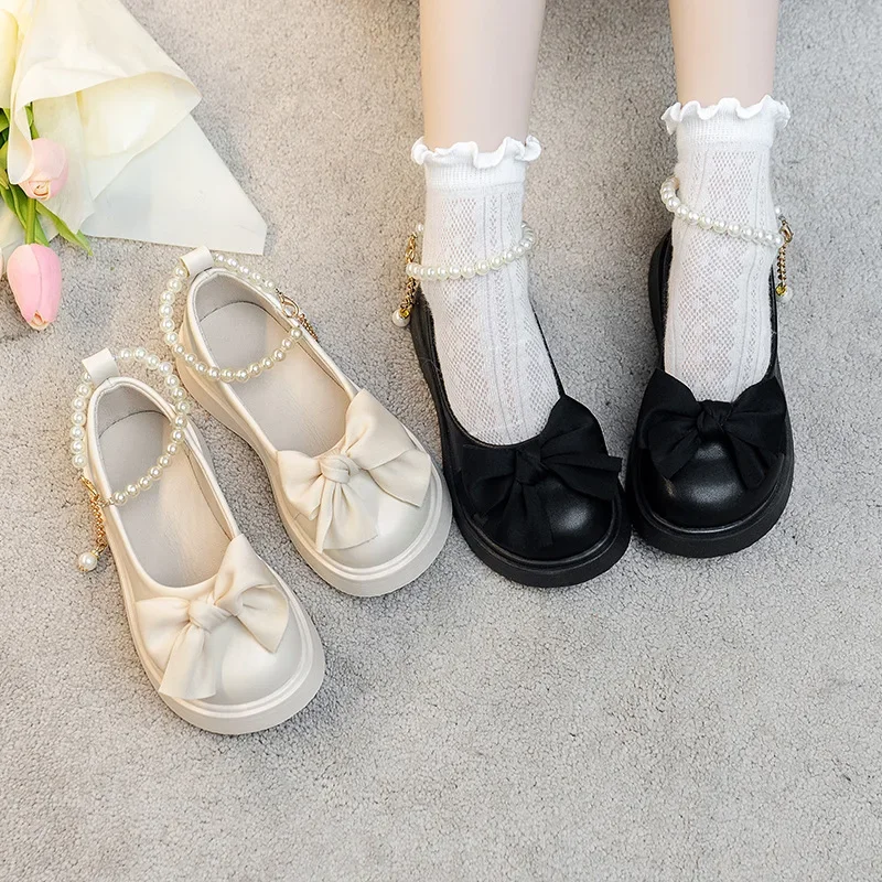 2024 Dievčatá párty topánky biele čierne deti princezná škola Performance Dress kožené topánky módne deti Mary Jane Shoes