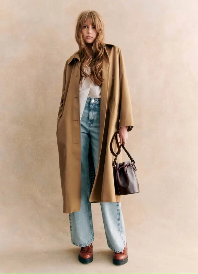 2024 Dámska nová jesenná a zimná klasická klasika British Style Style Front Buckle Check Second Lining Trench Coat