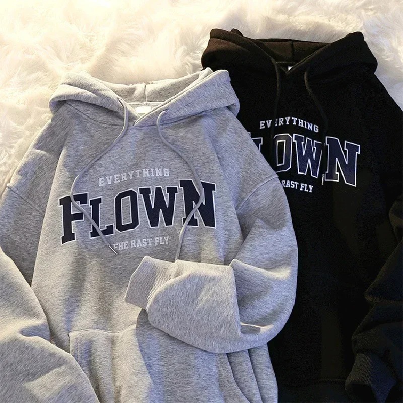 2024 Dámske mikiny s kapucňou Mikrovňa s dlhým rukávom Swoodies Sweater Kórejský štýl Harajuku retro tlačené O-krk odev