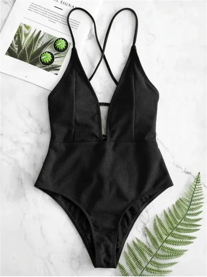 2024 Dámske plavky s jedným kusom pivovary Vysoko rezané bikiny v krku v krku sexy Sexy podväzky krížový brankár bezprostredný pláž Monokini plavky
