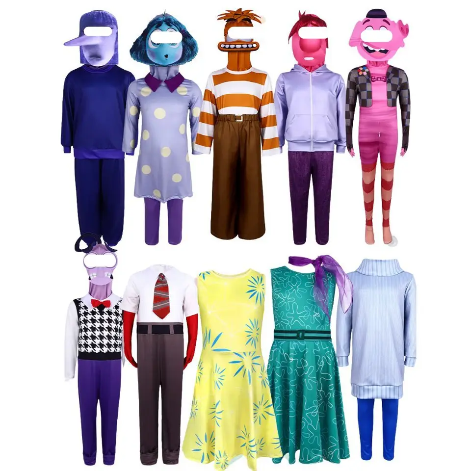 2024 Halloween Emotion Cosplay kostým Šťastný smutný šialený výkon Koste deti Joy Emotion Cosplay kostým kostým