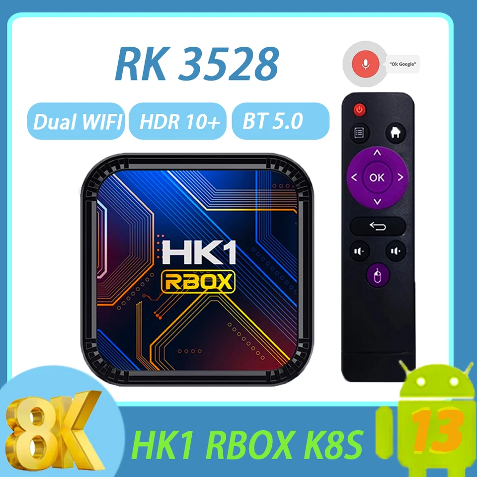 2024 HK1 K8S TV Box Android 13 RK3528 QUAD Core HDR10 8K WIFI6 Player Mediálny prehrávač H.265 IPTV Streamovanie médií Play médiá Play TVBOX