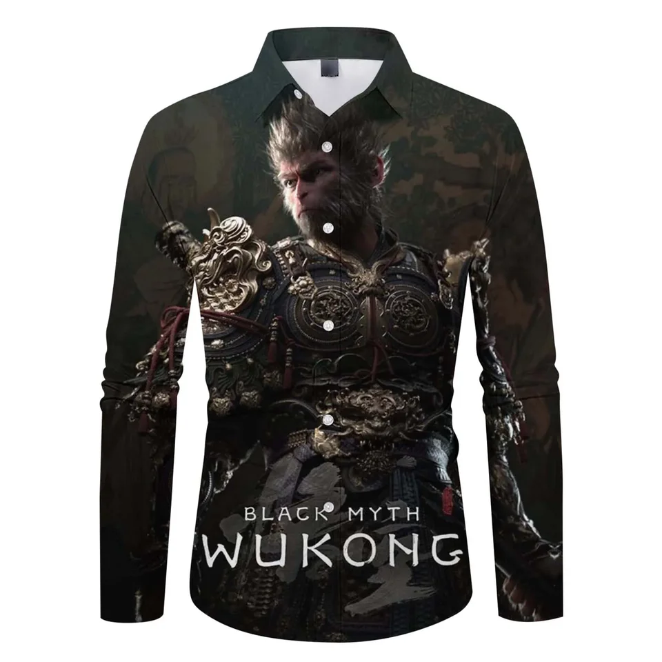 2024 Horúca nová cesta k West Monkey King 3D tlačené tričko s dlhým rukávom Men módne voľné voľné O-krk Cartoon Sport Tops