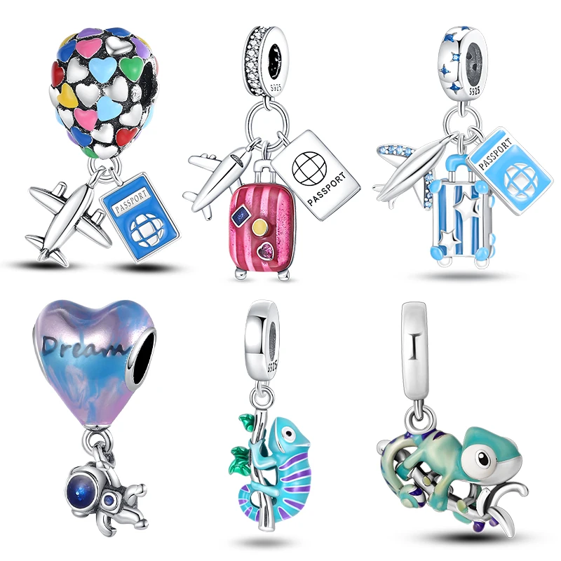 2024 HOT 925 Sterling Silver Aircraft Cestovné chameleónové kúzla Fit Fit Original Pandach náramky pre domácich majstrov