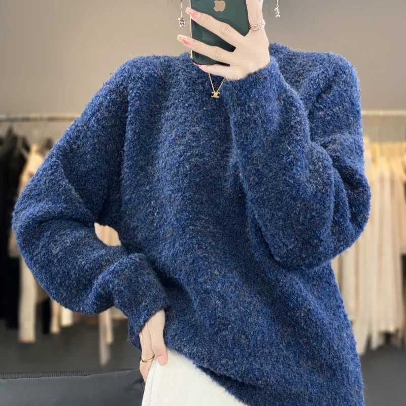 2024 Jesenné a zimné kašmírske sveter Women Women Women Women O-Neck Pullover Hustý kašmír