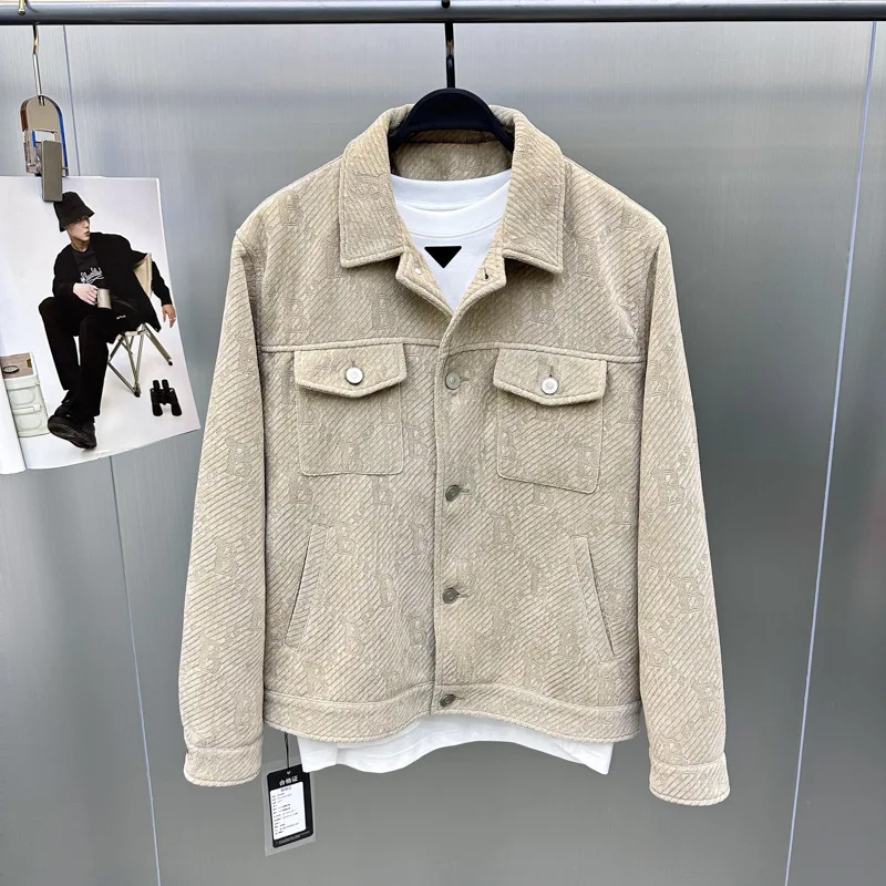 2024 Jeseň Nový neformálny módny kordhuroy Jacquard bunda pre mužov