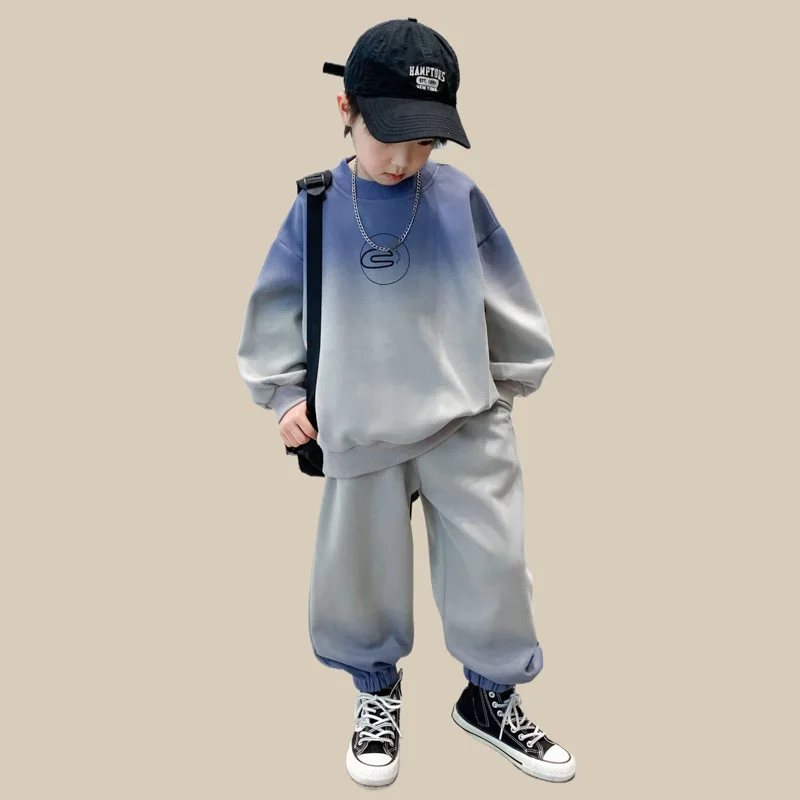 2024 Jeseň Teenage Boy oblečenie set detí gradient tričká+nohavice 2 kusy obleky Kid zhora spodnej módnej súpravy