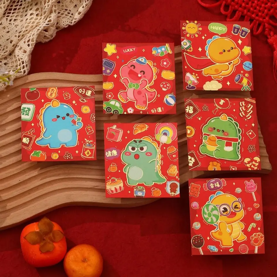 2024 Karikatúra čínsky nový rok červené obálky Lucky Red Envelope Symbol drakového roka Mini Money Pocket Supplies
