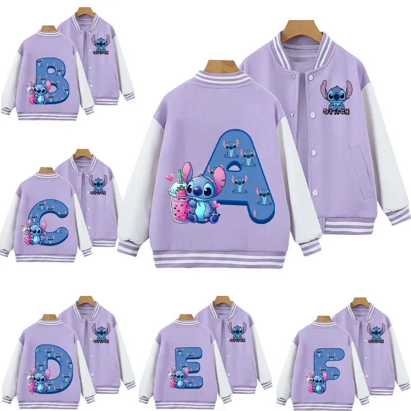 2024 Kawaii Children Stitch Baseball Uniform Stitch Letter
