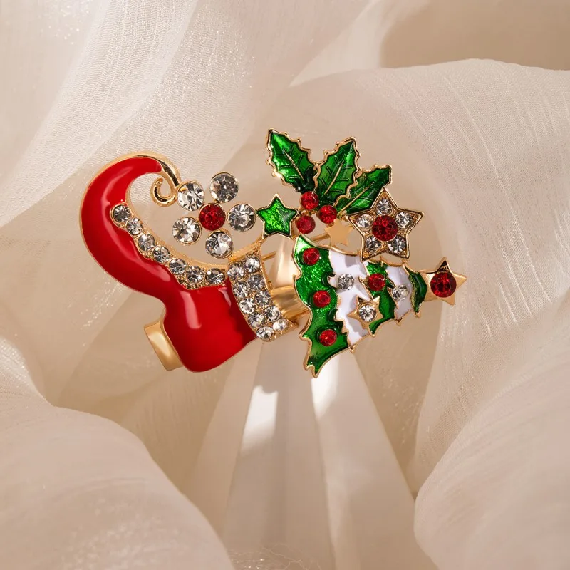2024 Kovové vianočné obrúsky Rings Rings Bow Flower Vetrete v obavise prsteň Bell Elk Santa Domáca stola Viano