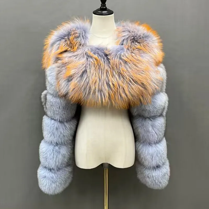 2024 Lady Winter Real Fox Fox Cropped Bunda Hustý teplý prírodný kožušina Ženy Vonkajšie oblečenie módna bunda S5996