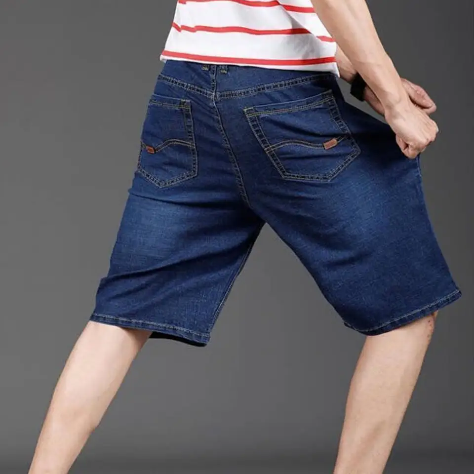 2024 letné šortky džínsy muži Denim Pants Stretch tmavo modrý módny dizajn pánske džínsy štíhle priame mužské krátke džínsy streetwear
