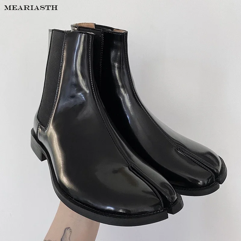 2024 Luxusné módne muži členkové topánky Originálne kožené špičkové štiepené špičky topánky Ženy Chelsea Boots Botines Street Moderné topánky