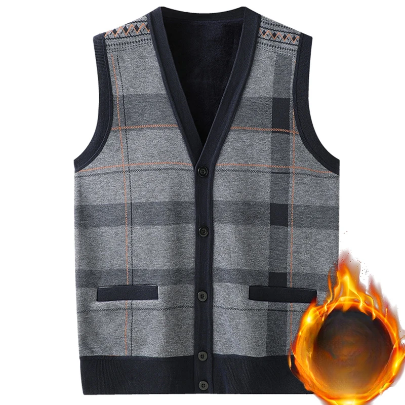2024 Men Autumn Zimná zima nová pleť V do krku Vesta Mužský vlnený sveter bez rukávov Coats Pánske voľné teplé vesty na vestu G359