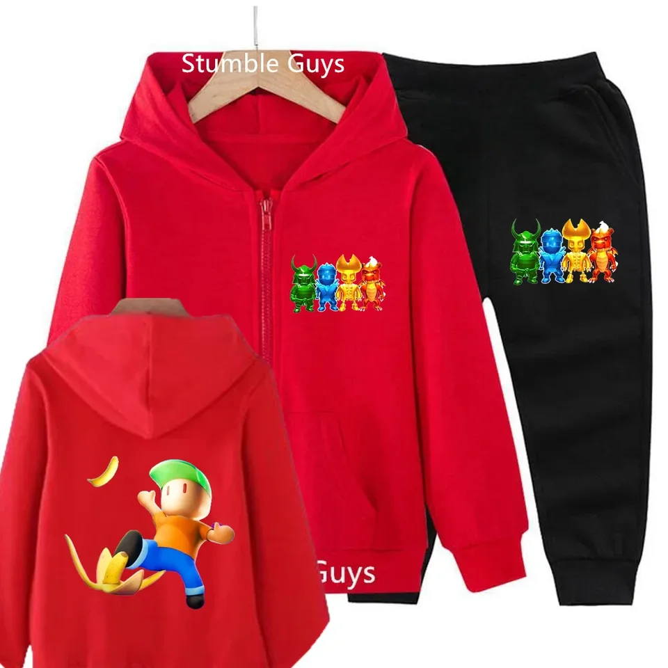 2024 mikina mikina chlapcov topy Tops Teen Sonic Trucksuit Spring Autumn Stumble Guys Zipper Hoodie set detské oblečenie dievčatá anime One