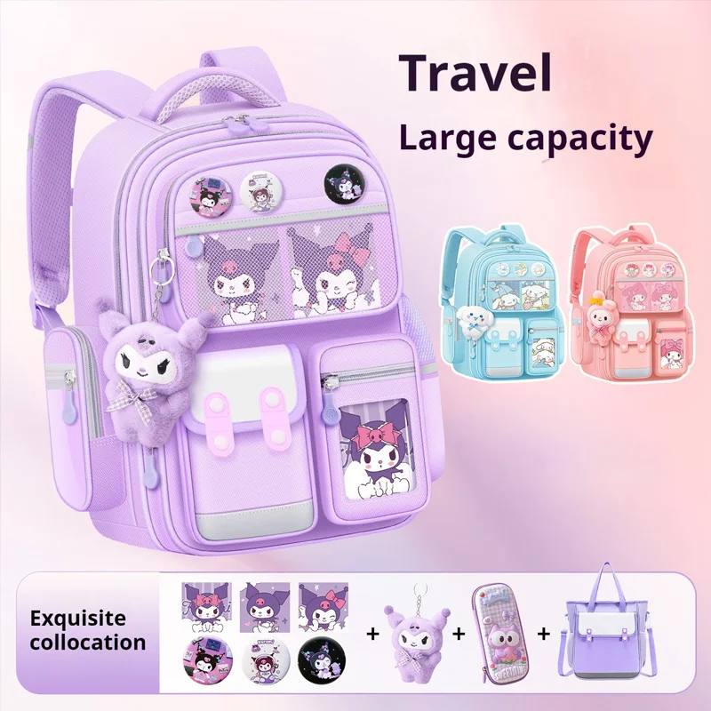 2024 Miniso Sanrio Cute Kulomi Detský batoh pre študentov základných škôl na zníženie záťaže a ochranu chrbtice batohu