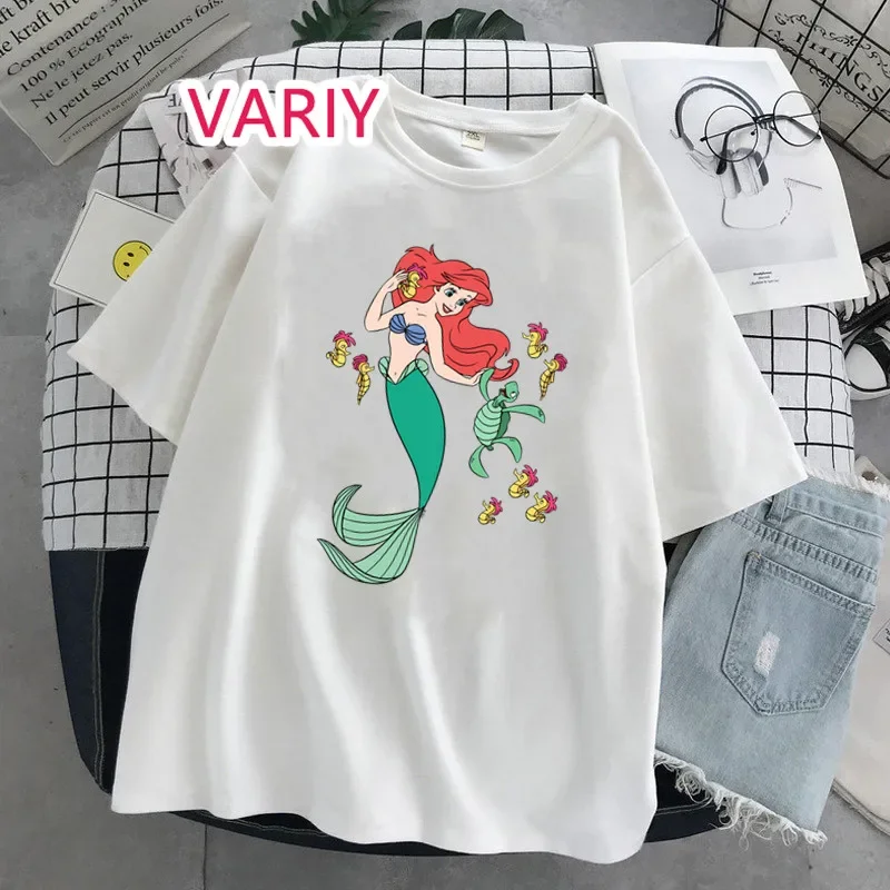 2024 Movie princezná Ariel Comic T tričko Ženy vtipné voľný čas Tričko The Little Mermaid Graphic Tshirt Female Tirker Dropshipping