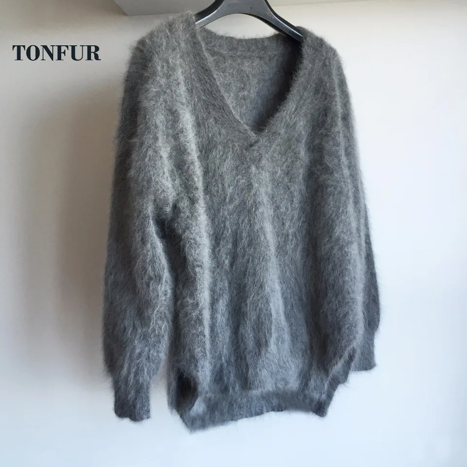 2024 MUSÍ mať položku základná zhoda dobre V-krk 100% Mink Cashmere Sweater Natural Good Ručne vyrobená skutočná kašmírová kašmítka SR330