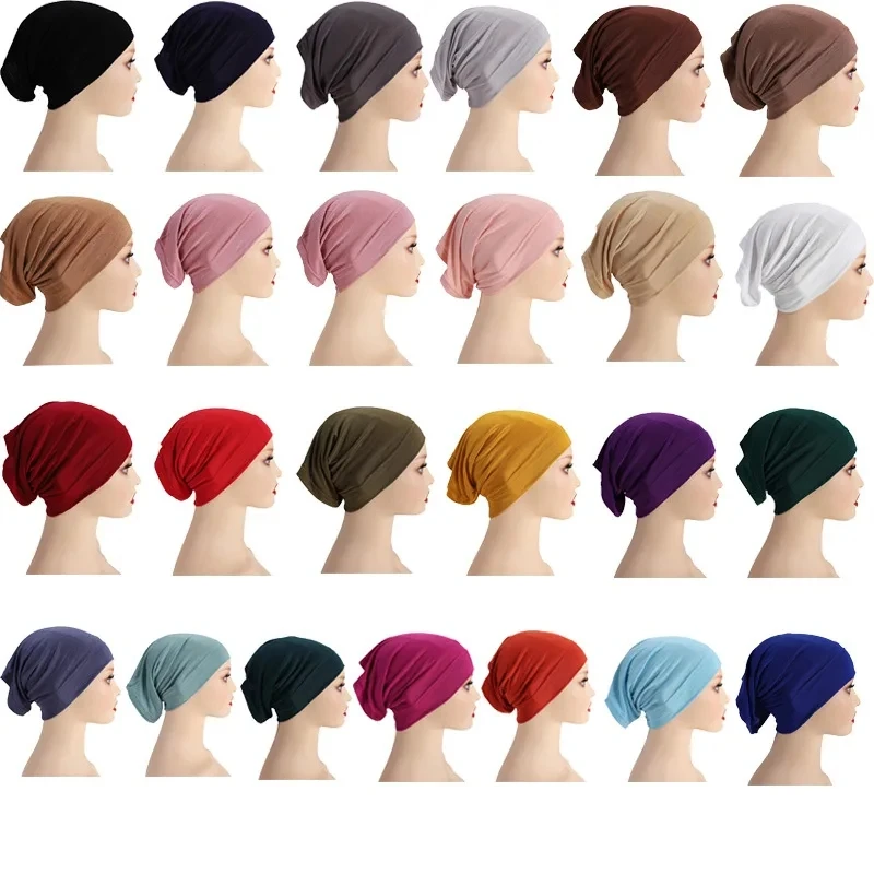 2024 Mäkká plná farba moslim hidžab Inners Stremerable Jersey Cotton Undercap Shawl Bottom Dámske dámske kapota šatky