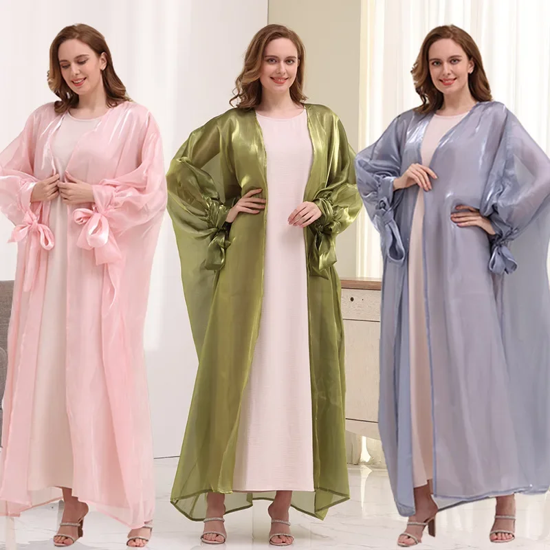 2024 Móda moslimský abaya kaftans Ženy Suchý rukáv Lace Up Prayer Coat Islamské oblečenie
