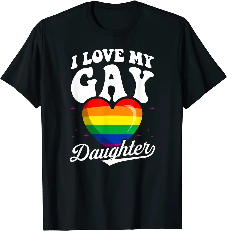 2024 módne a vtipné topy milujem moju gay dcéru gay pýcha vlajka queer pyšná mama otec Tričko Grafické nadmerné nadmerne