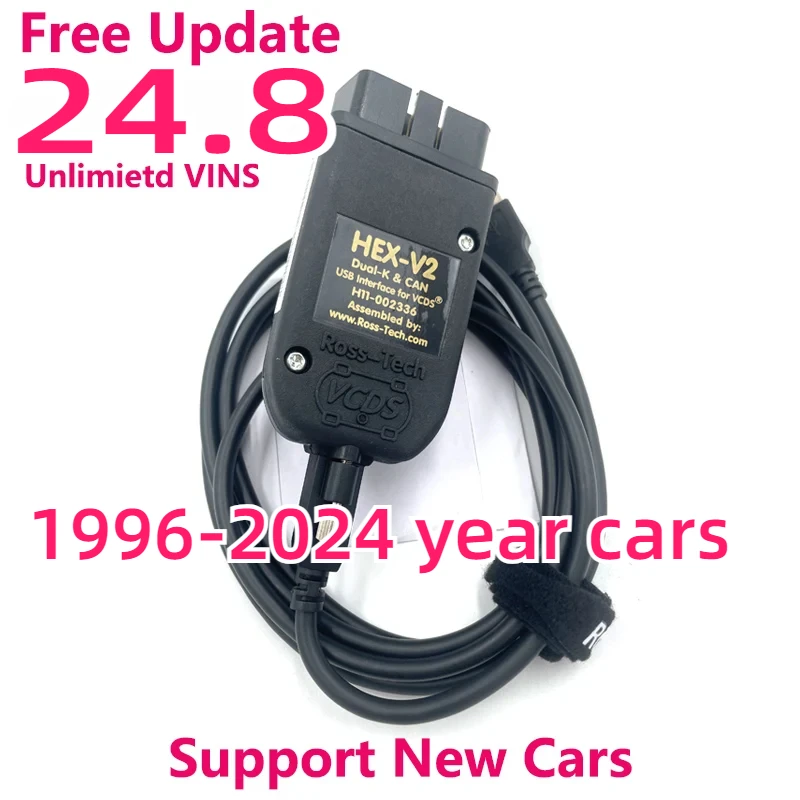2024 Naozaj VCDS HEX-V2 VAG COM 24.8 VAGCOM 24.7 HEX V2 USB rozhranie pre VW Audi SKODA SEAT UNLIMITED VINS English Version