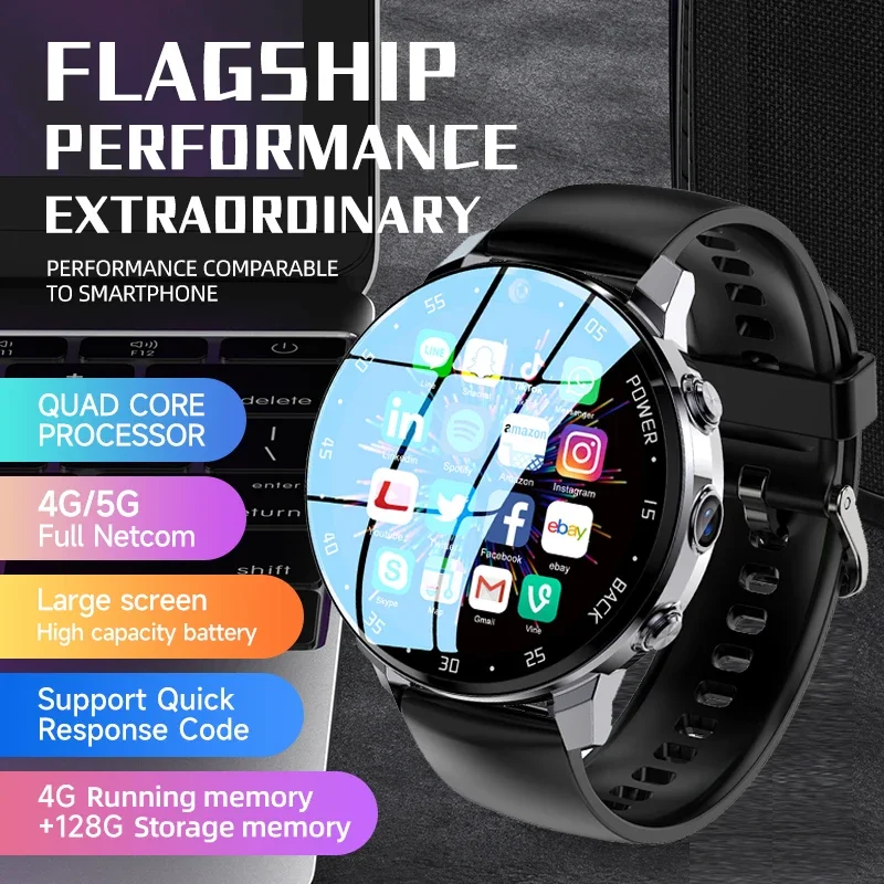 2024 New A3 Global Version 4G Net SmartWatch Android OS 800 mAh batéria 1,43 