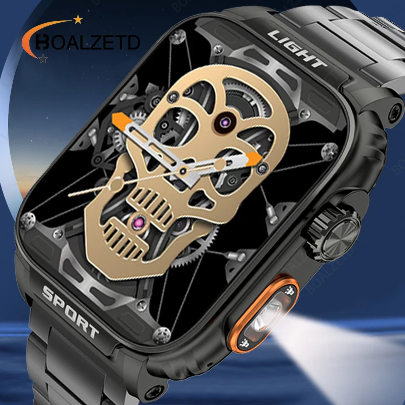 2024 New BT Call Smart Watch Men Originálne vonkajšie športové fitnes hodinky 430 mAh nepremokavá LED baterka SOS Smartwatch pre mužov