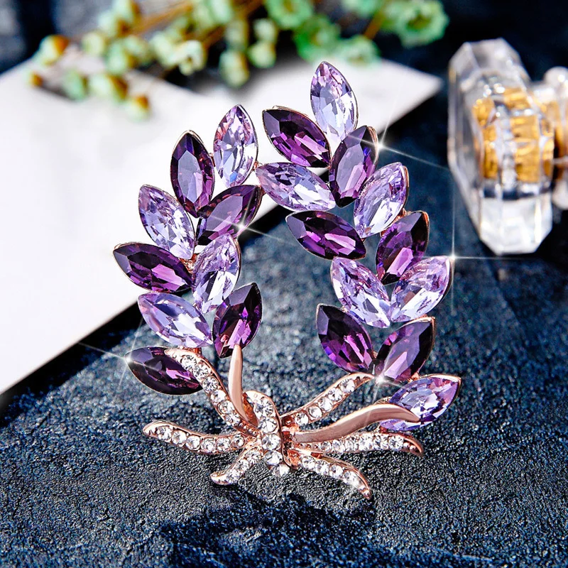 2024 New Crystal Purple Crystal Bauhinia Bouquet Brošes pre ženy