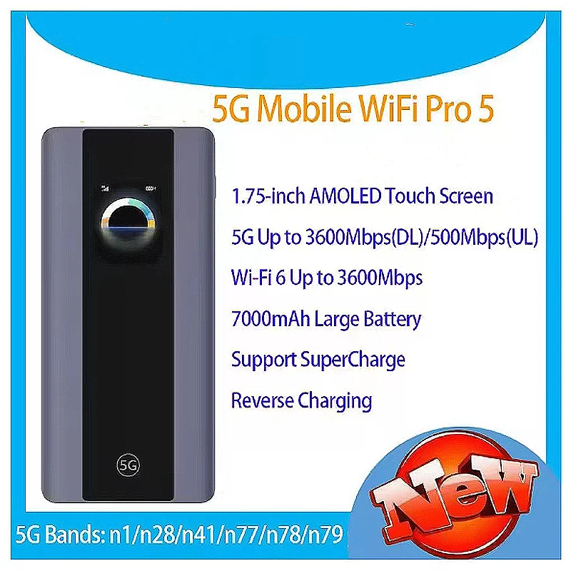 2024 New Hua Wei 5G Mobile WiFi Pro5 E6888-982 7000MAH typu C WiFi 6 AX3600 HOTSPOT 5G NSA SA 4G LTE CAT6 KARTA SIM CARD OUTDOOR MIFI