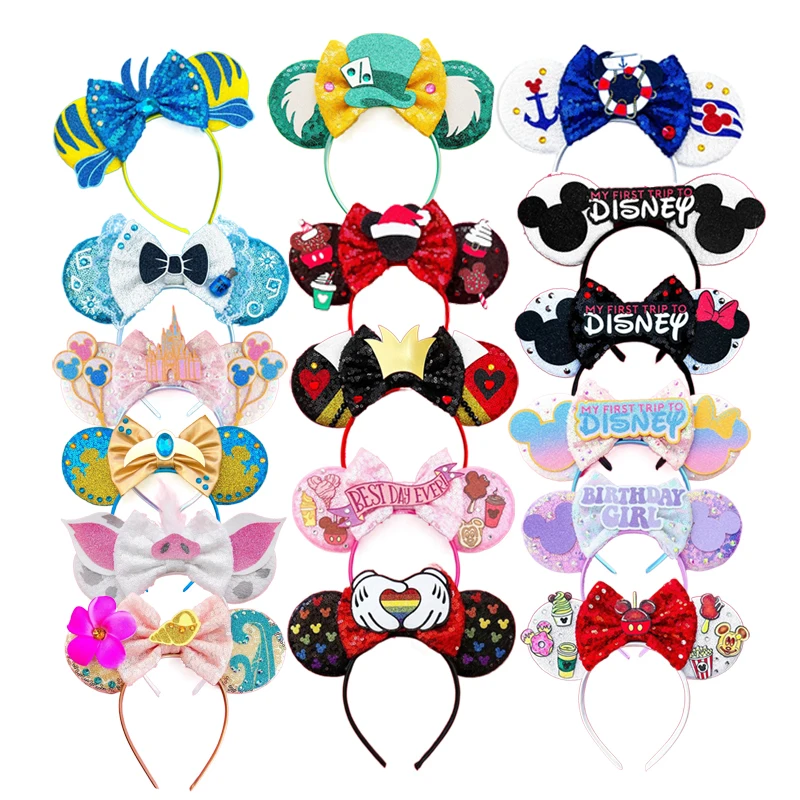 2024 New Mickey Mouse Ear Headband Flitry luky dievča dospelé deti Halloween Party Cosplay Hair Accessories Princess Hairband