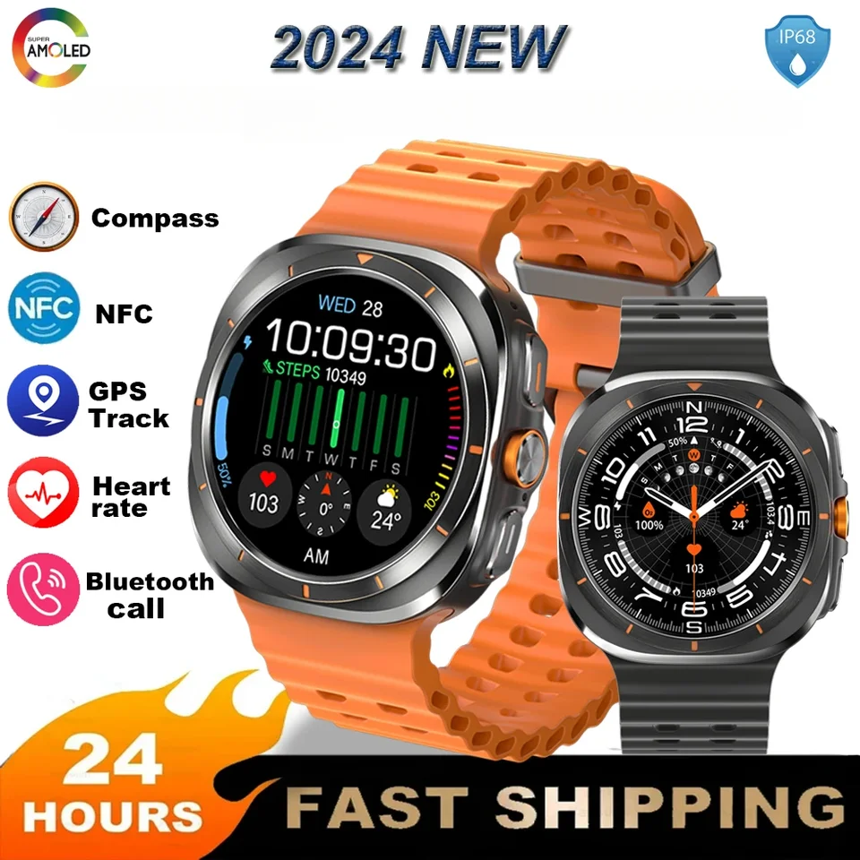 2024 New Watch 7 Classic Smart Watch Men Dámske vlastné vytáčanie HD AMOLED Voice Call GPS NFC Tracker Sport Watches
