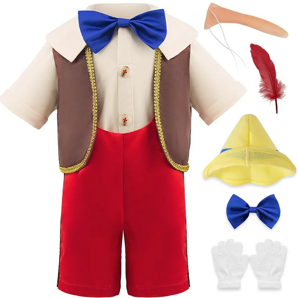 2024 Novinka Veľkonočné karnevalové šaty kostým pre chlapcov Cosplay Fairytale postava bábka detská vesta top+klobúk+rukavice odevy súpravy