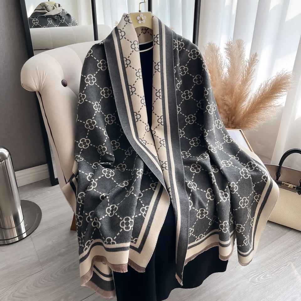 2024 Nová elegantná módna imitácia šál kašmíru Jacquard Pattern Cont Collokation Winter Collokácia teplý šál šál vonku