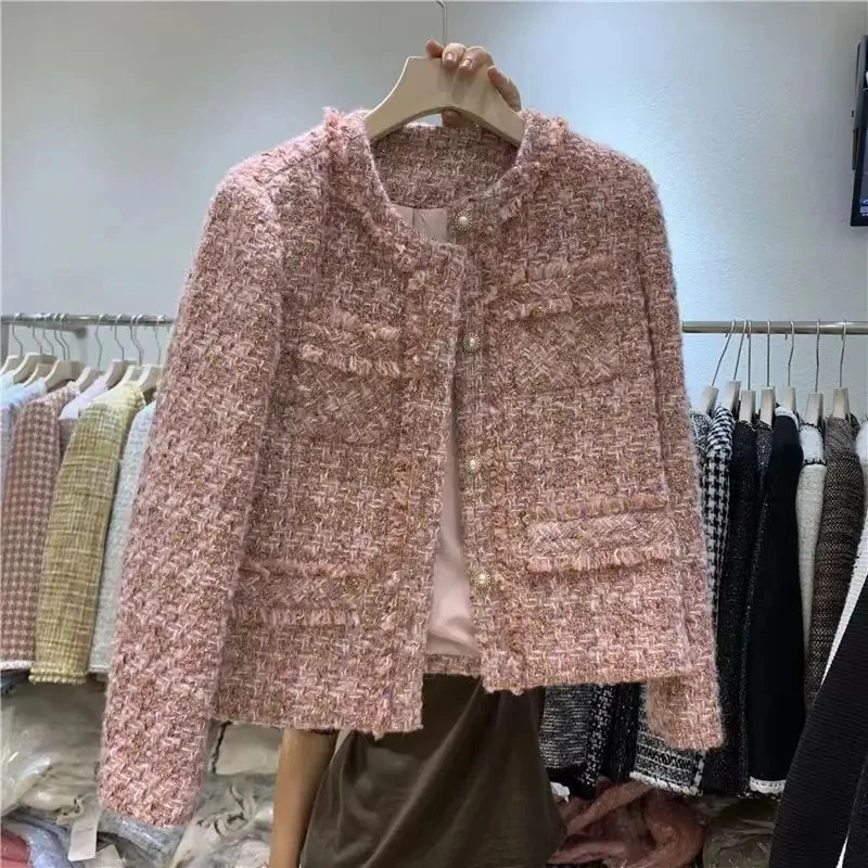 2024 Nová jarná jesenná dámska bunda Tweed Small Water Coat Short Kórejský módny pokročilý