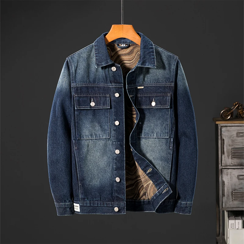 2024 Nová jesenná a zimná denimová bunda Pánska móda Kórejský štýl Street Trend Workwear Loose Loose Casual Bunda