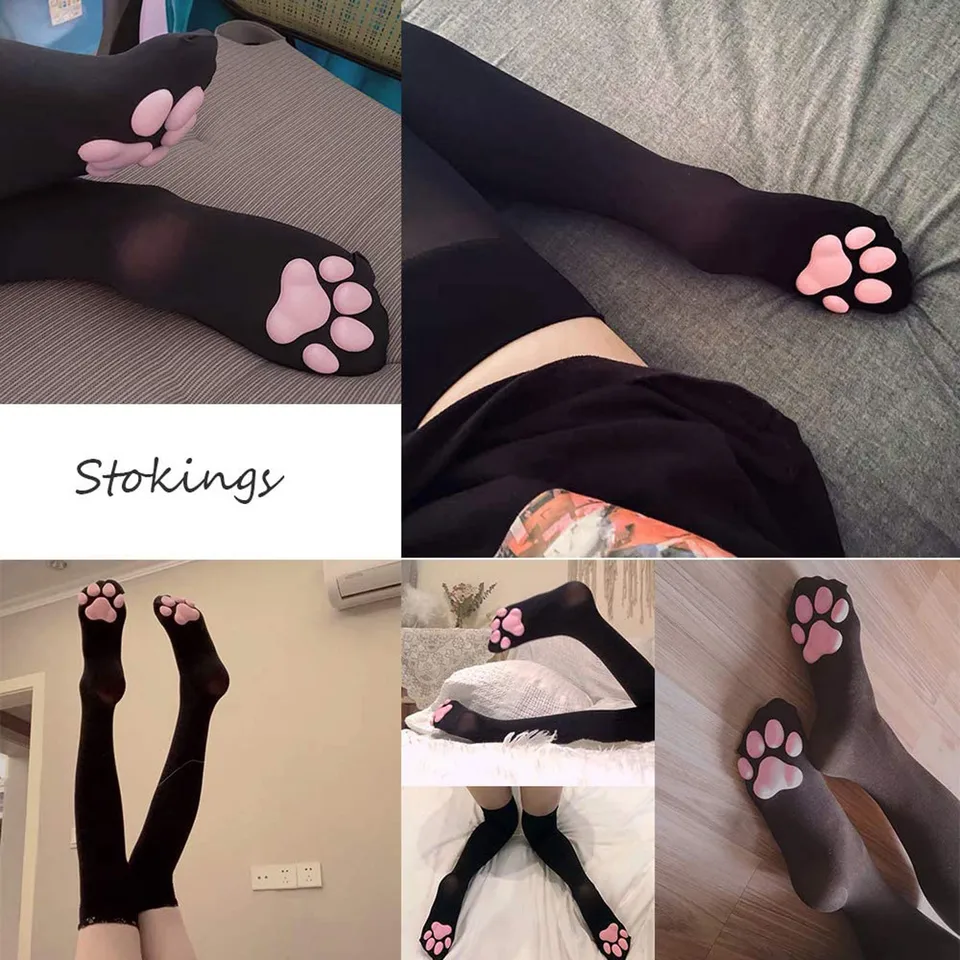 2024 nová mačka s labkou s vysokým obsahom pančúch Cosplay labka ponožky Kitten labka nad kolennými pančuchami stehenné vysoké ponožky roztomilé ponožky s mačkou
