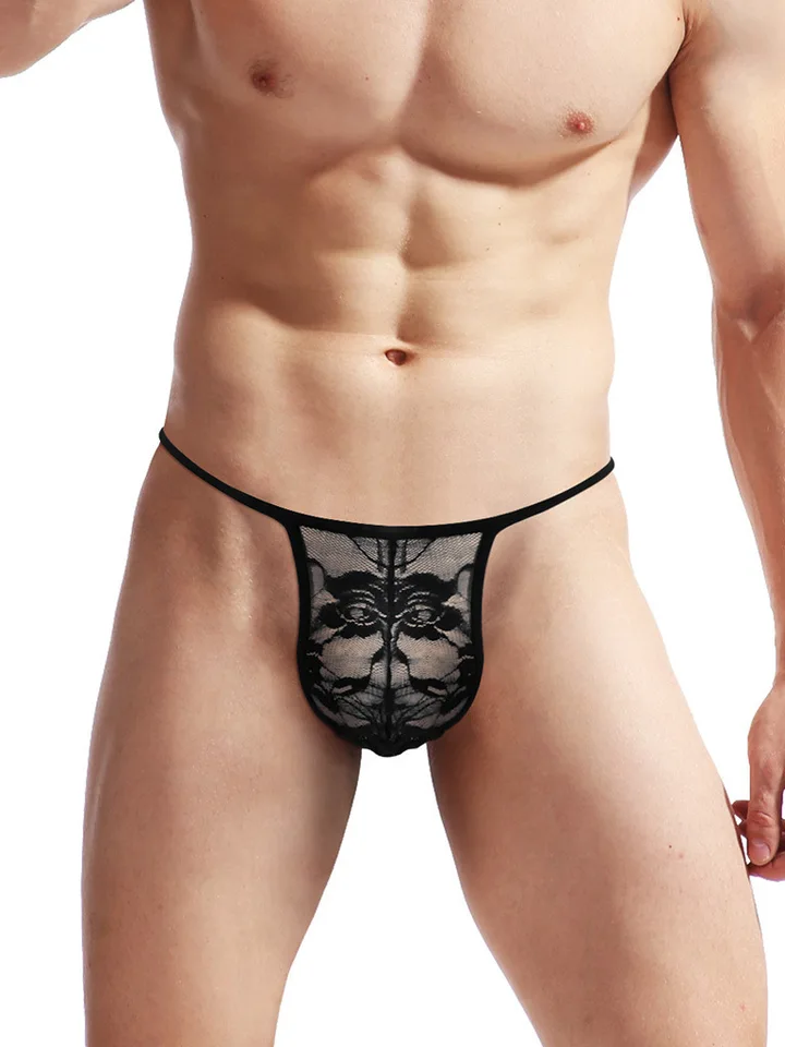2024 Nová móda sexy s nízkym páovým čipkou zostrihanie spodných podkladov mužov Pure Desire High Elastic Ultra Thin Comfort Breathe Realigs O1VP