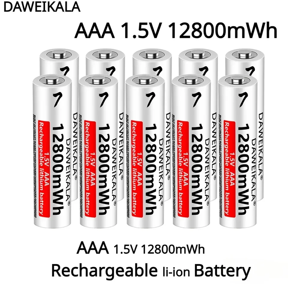 2024 Nová nabíjateľná batéria AAA 1,5 V 12800 MWH Li-ion batéria pre diaľkové ovládacie prvky Mouthelectric Toy Battery + nabíjačka