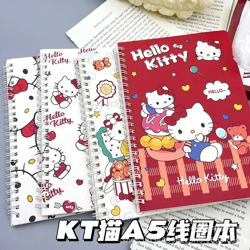 2024 NOVÁ ONE Sada 4 kníh Sanrio Hellokitty Cartoon Notebook A5 Coil Notebook Student Notebook Karika